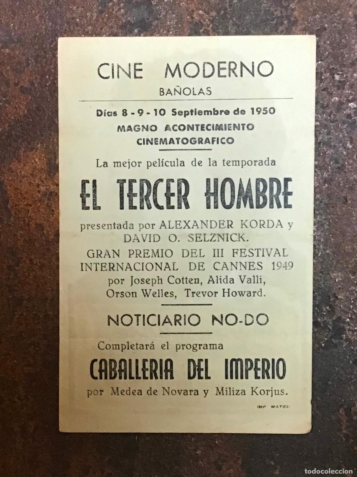 Cine: EL TERCER HOMBRE, PROGRAMA DE MANO ORIGINAL CON PUBLICIDAD - Foto 2