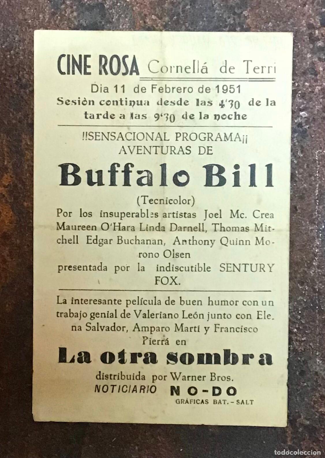 Cine: BUFFALO BILL, PROGRAMA DE MANO ORIGINAL CON PUBLICIDAD - Foto 2