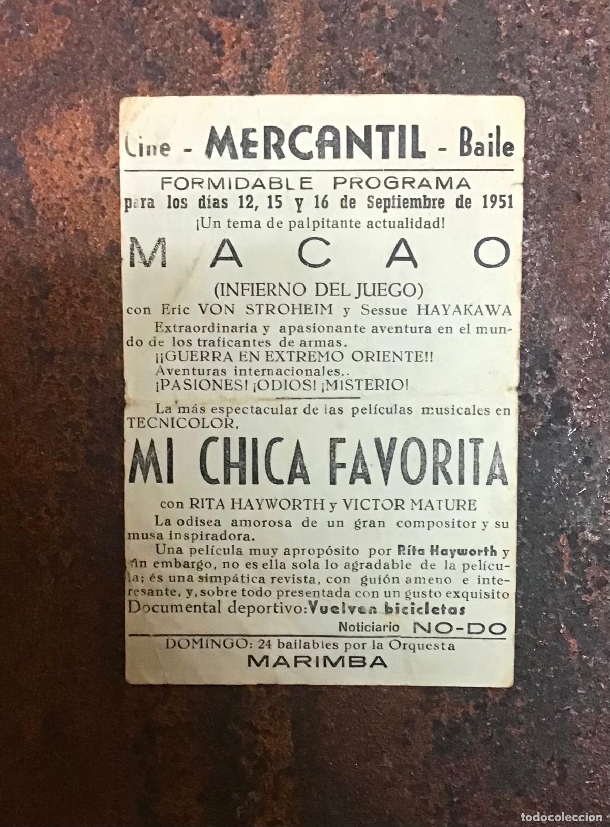 Cine: MACAO, PROGRAMA DE MANO ORIGINAL CON PUBLICIDAD - Foto 2