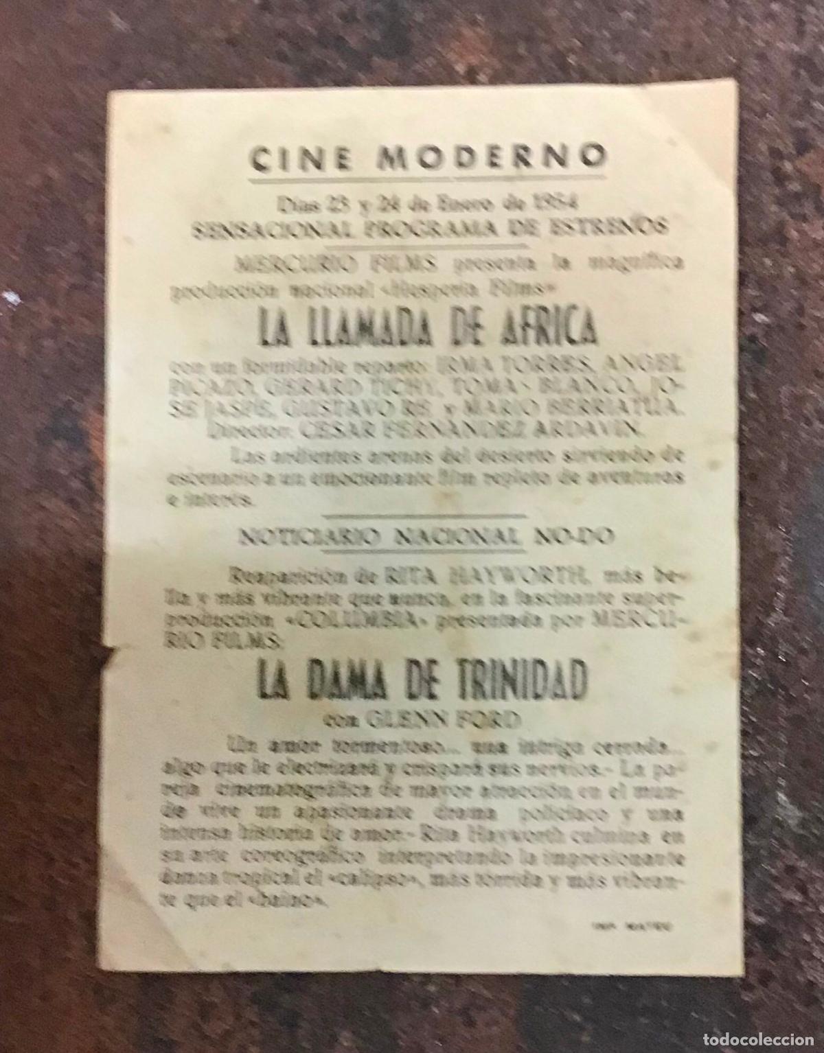 Cine: LA DAMA DE TRINIDAD, PROGRAMA DE MANO ORIGINAL CON PUBLICIDAD - Foto 2