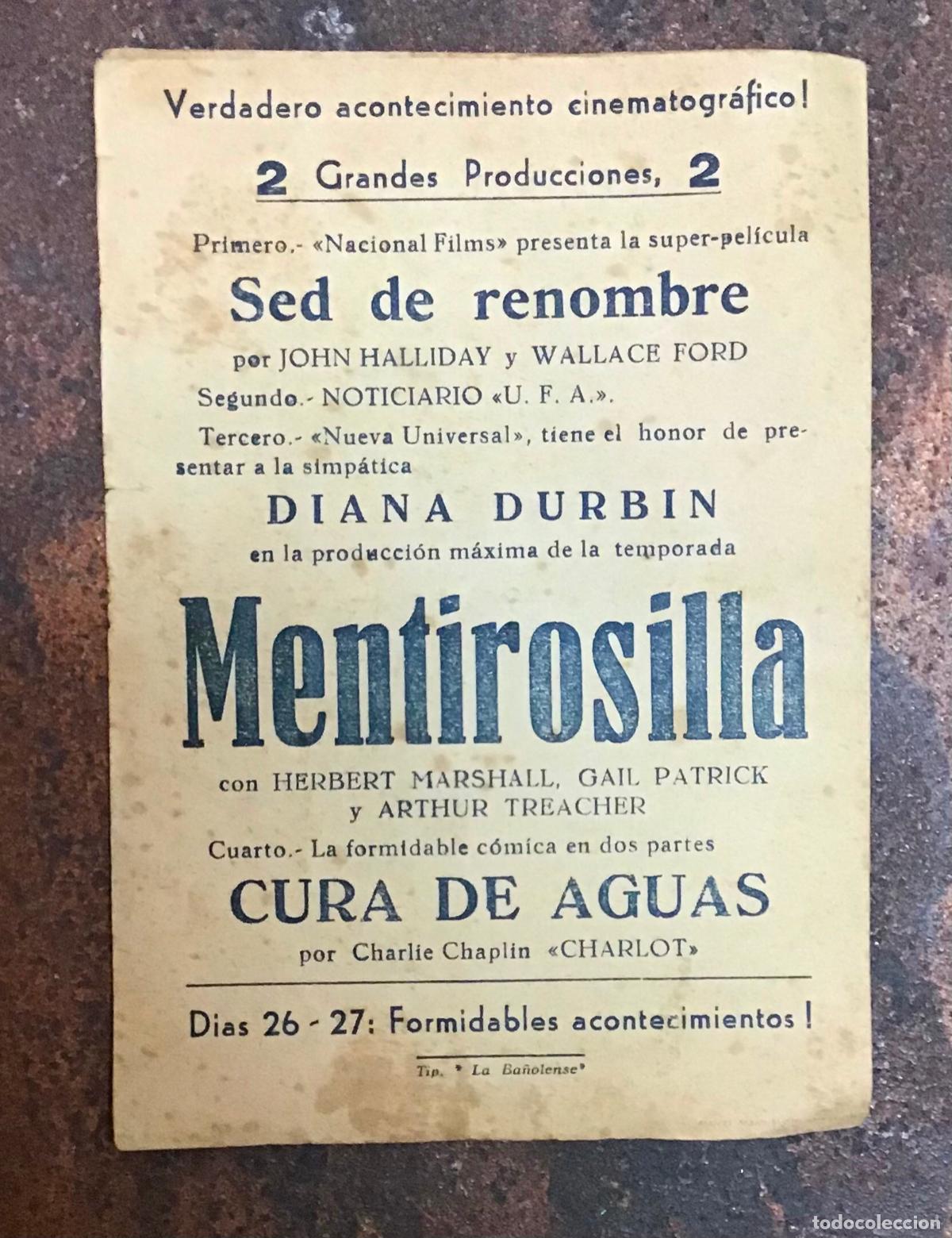 Cine: MENTIROSILLA, PROGRAMA DE MANO ORIGINAL CON PUBLICIDAD - Foto 2