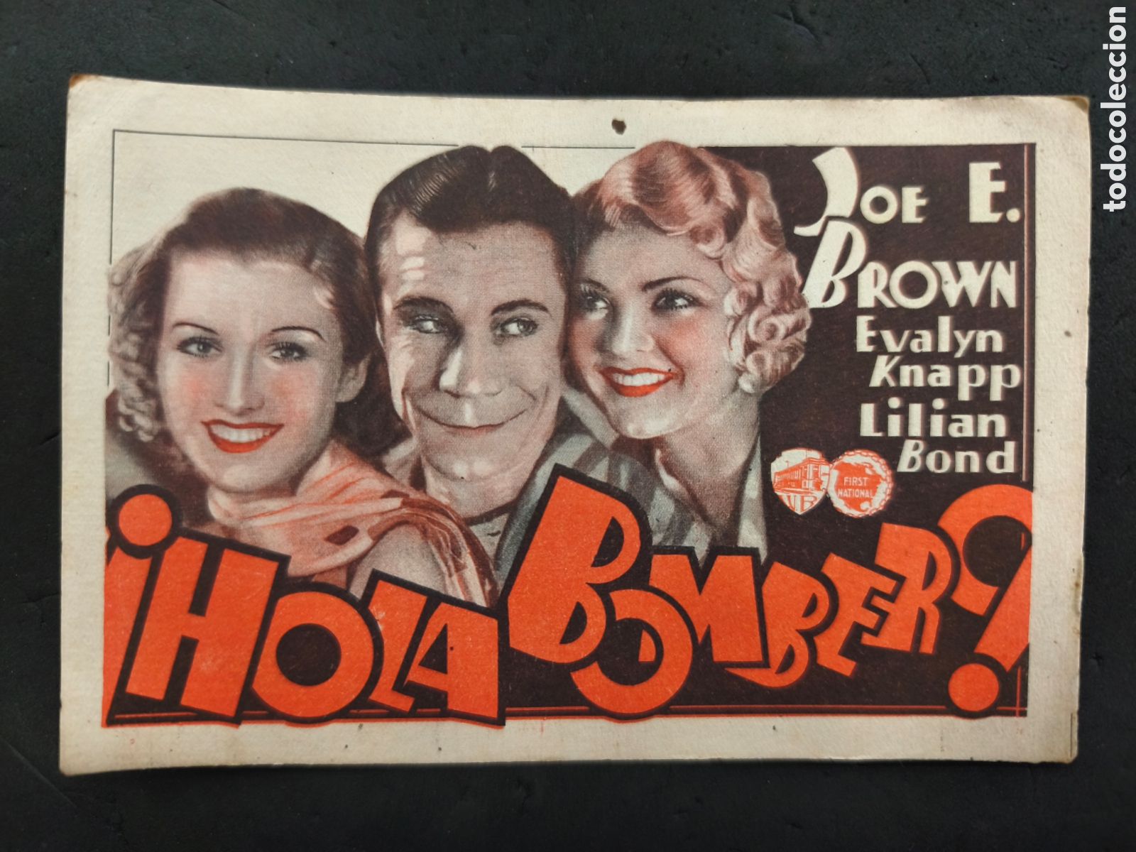 Cine: HOLA BOMBERO PROGRAMA TARJETA WARNER JOE E BROWN EVALYN KNAPP - Foto 1