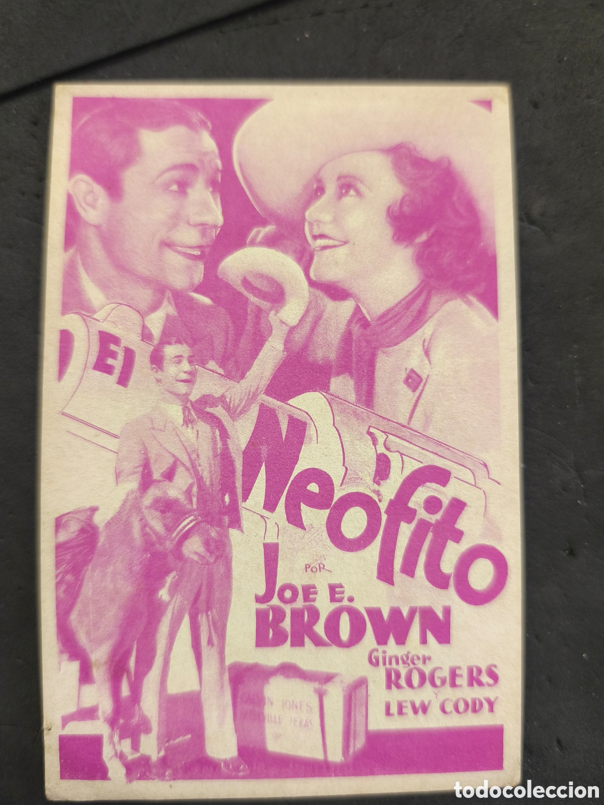 Cine: EL NEOFITO PROGRAMA TARJETA WARNER GINGER ROGERS JOE E. BROWN - Foto 1