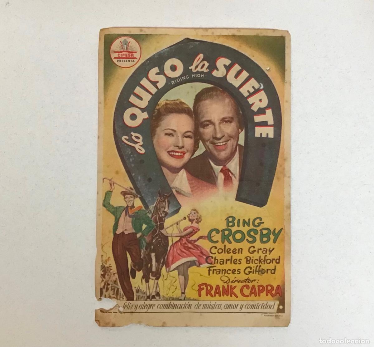 Cine: LO QUISO LA SUERTE, PROGRAMA DE MANO ORIGINAL CON PUBLICIDAD - Foto 1