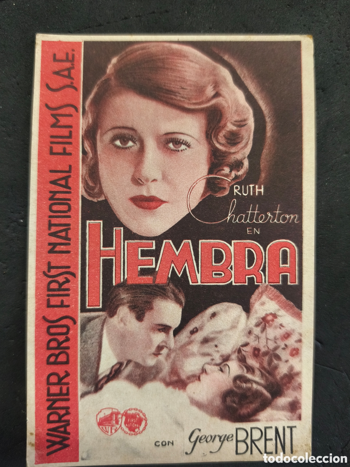 Cine: HEMBRA PROGRAMA TARJETA WARNER RUTH CHATTERTON GEORGE BRENT - Foto 1