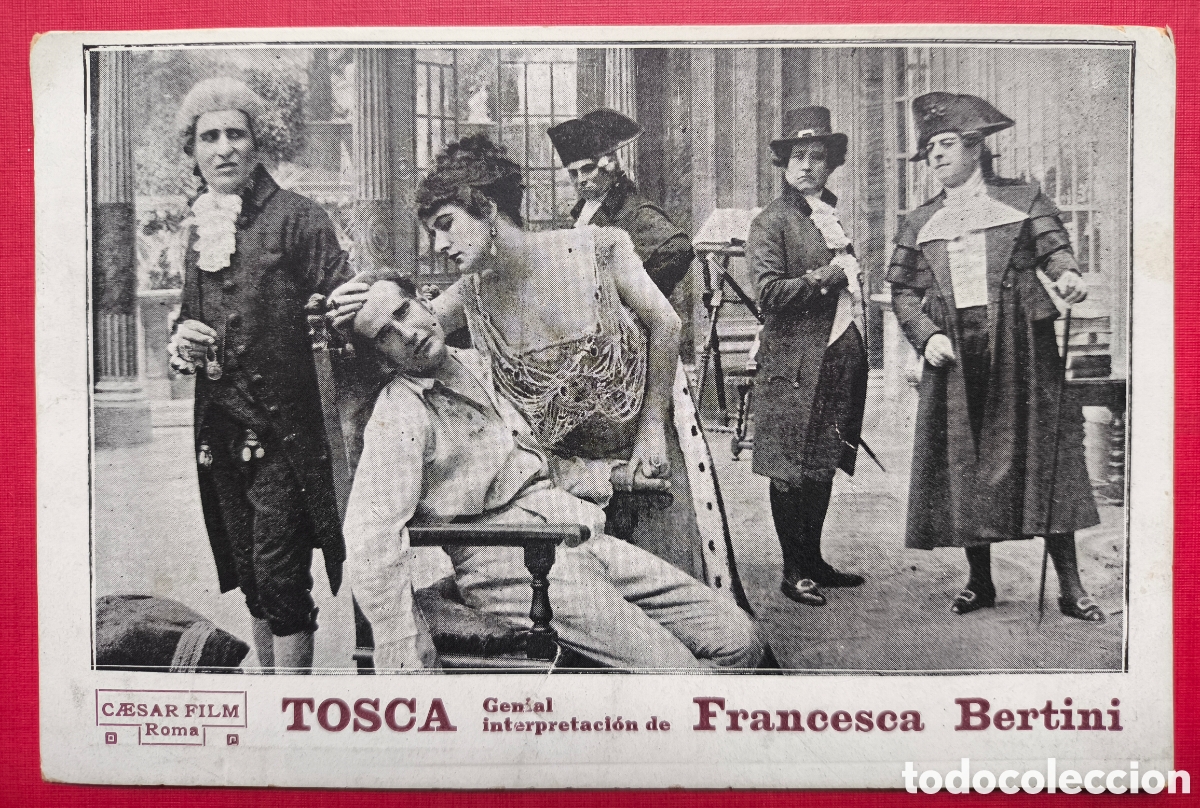 Cine: FRANCESCA BERTINI ACTRIZ CINE MUDO PEL&Iacute;CULA TOSCA POSTAL PROGRAMA DE MANO 1918 - Foto 1