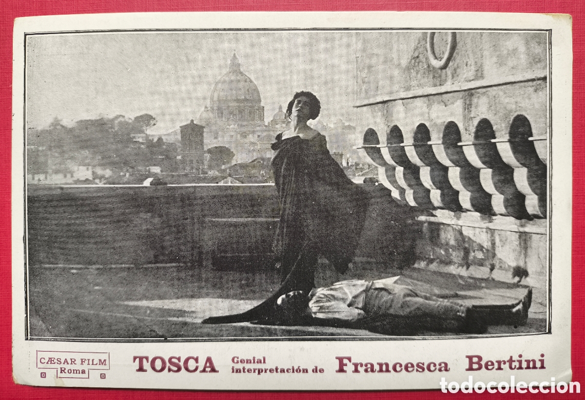 Cine: FRANCESCA BERTINI ACTRIZ CINE MUDO PEL&Iacute;CULA TOSCA POSTAL PROGRAMA DE MANO 1918 - Foto 1