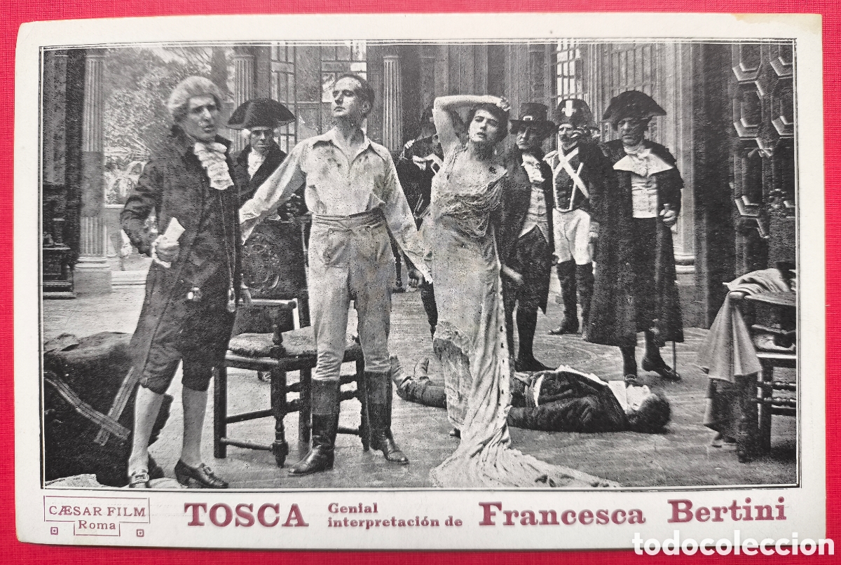 Cine: FRANCESCA BERTINI ACTRIZ CINE MUDO PEL&Iacute;CULA TOSCA POSTAL PROGRAMA DE MANO 1918 - Foto 1