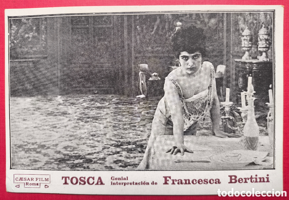 Cine: FRANCESCA BERTINI ACTRIZ CINE MUDO PEL&Iacute;CULA TOSCA POSTAL PROGRAMA DE MANO 1918 - Foto 1