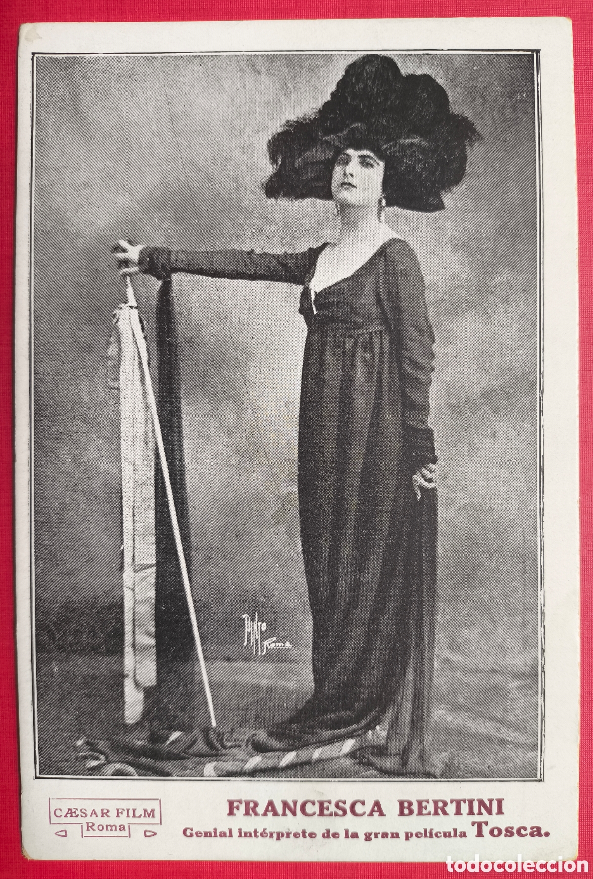 Cine: FRANCESCA BERTINI ACTRIZ CINE MUDO PEL&Iacute;CULA TOSCA POSTAL PROGRAMA DE MANO 1918 - Foto 1