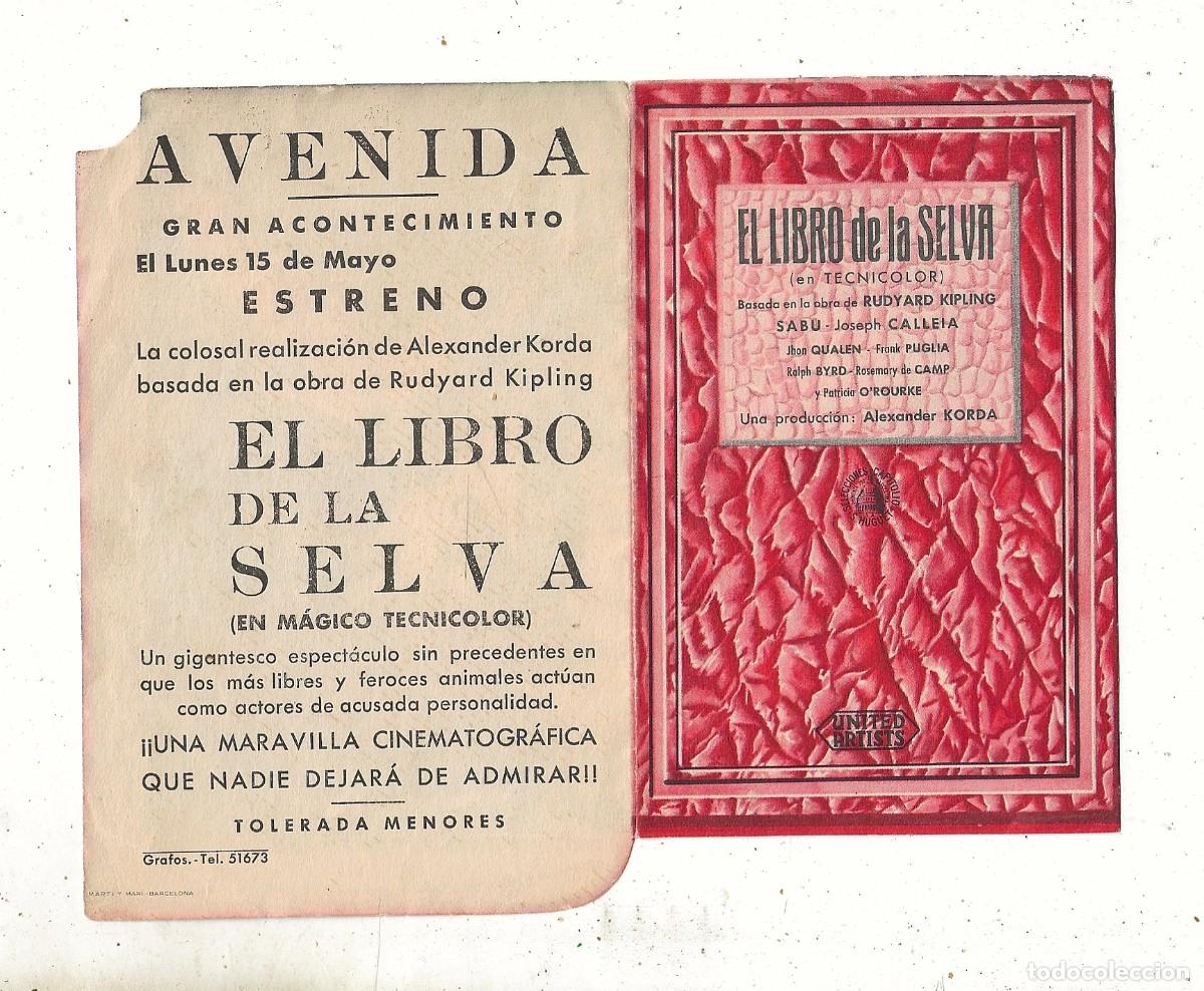 Cine: EL LIBRO DE LA SELVA - PROGRAMA FOLLETO DE CINE DOBLE - TROQUELADO - Foto 1