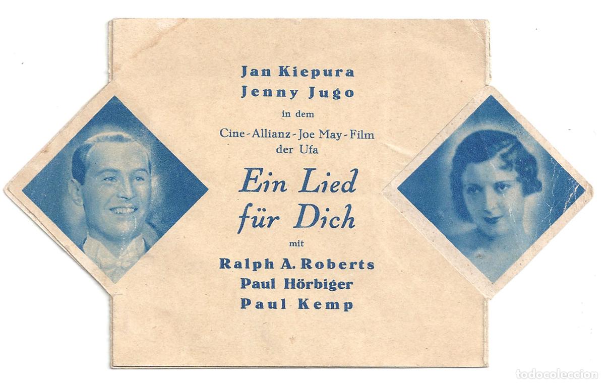  Flyers Publicitaires de films Anciens: PTCC 841 JAN KIEPURA JENNY JUGO PROGRAMA TROQUELADO ALEMAN EIN LIED FUR DICH