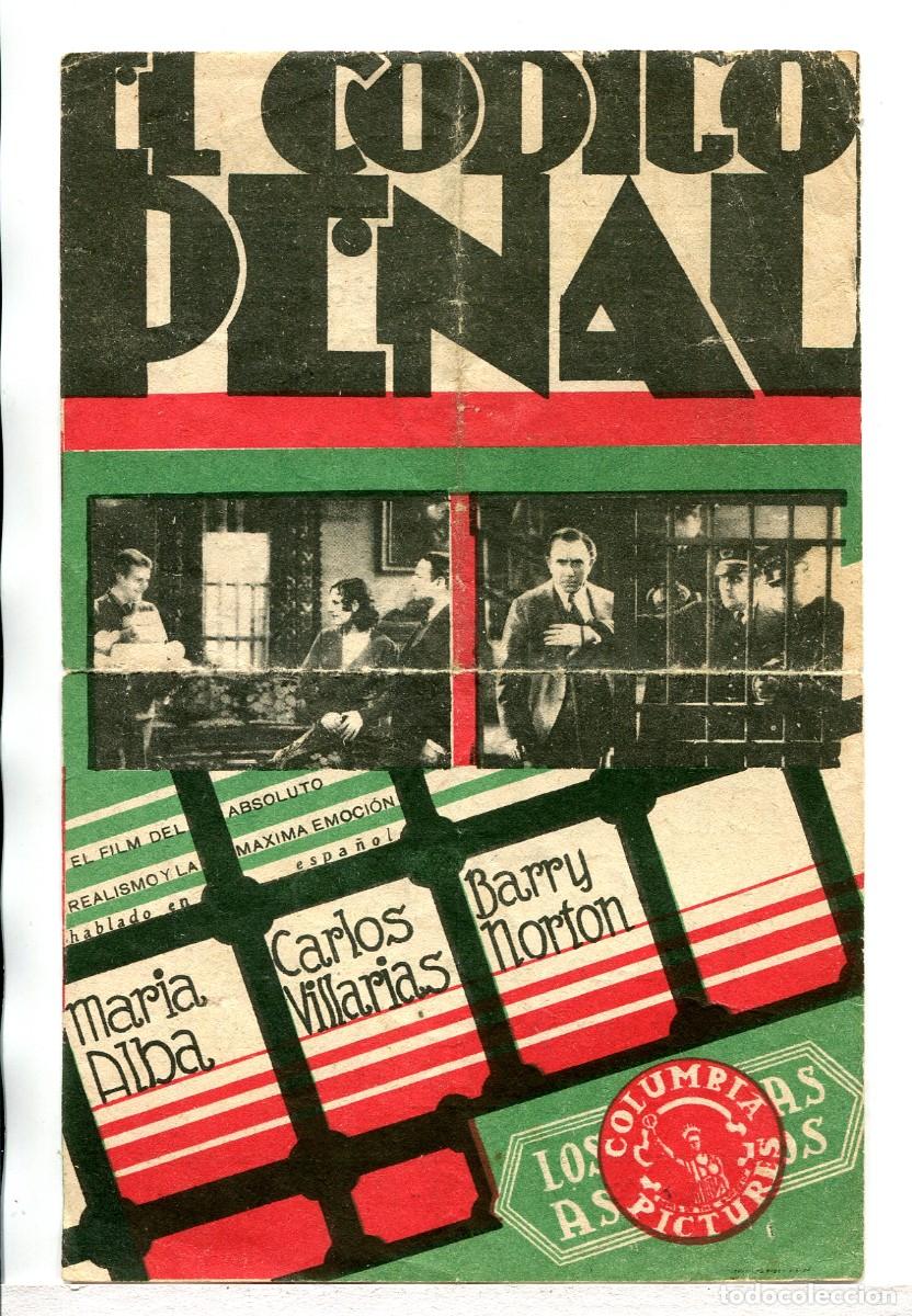 Cine: EL C&Oacute;DIGO PENAL, con Barry Norton. 13,5 X 21 cms. - Foto 1