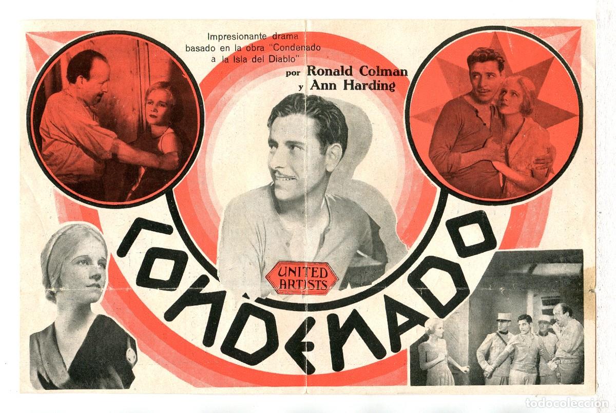 Cine: CONDENADO, con Ronald Colman. 14 X 21,5 cms. - Foto 1