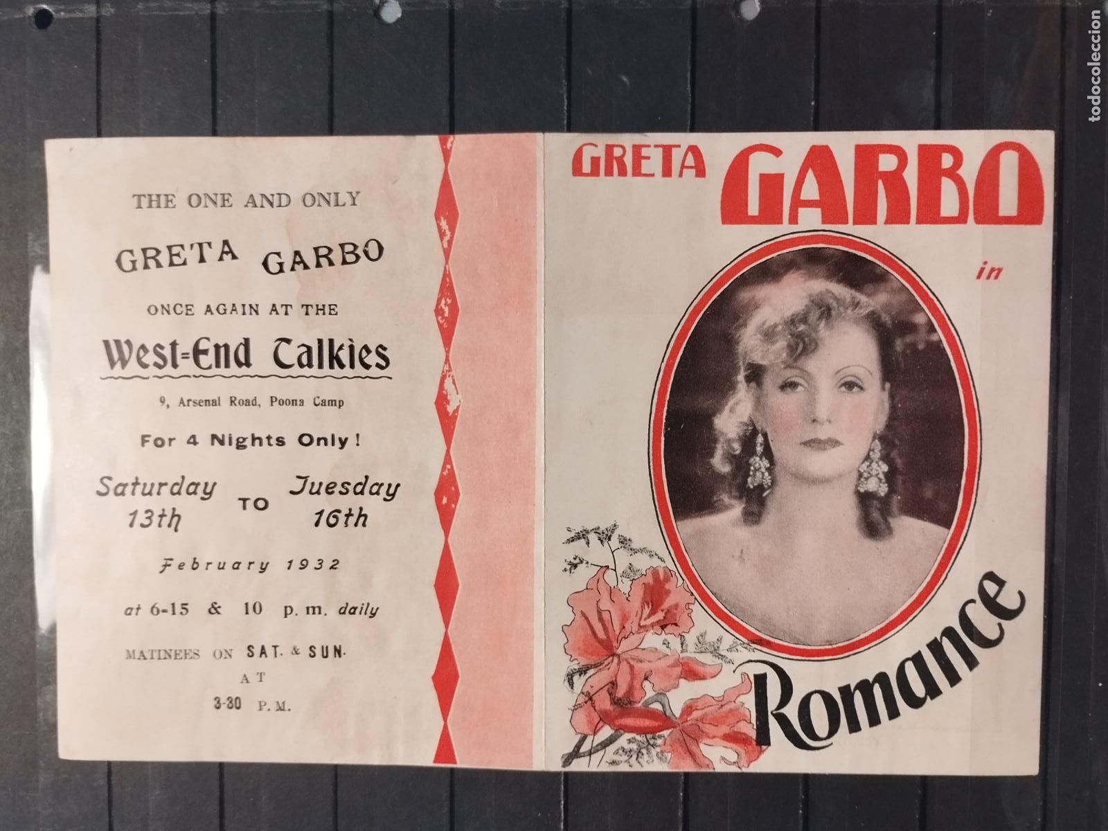 Cine: TKZ - FOLLETO DE CINE DOBLE. ROMANCE. CON GRETA GARBO. MUY BUENA CALIDAD