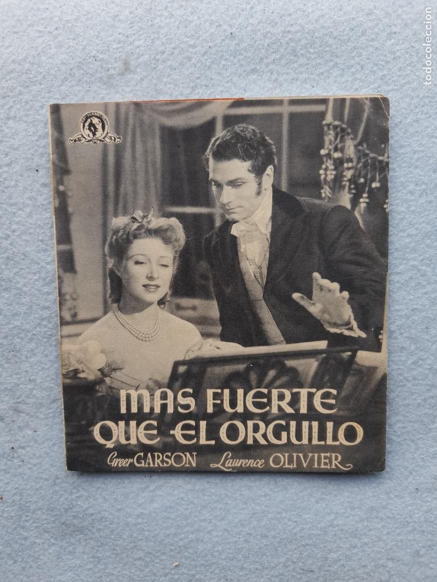 Folhetos de m&atilde;o de filmes antigos de cinema: M&aacute;s Fuerte que el Amor. Greer Garson. Laurence Olivier. Maureen O&acute;Sullivan.