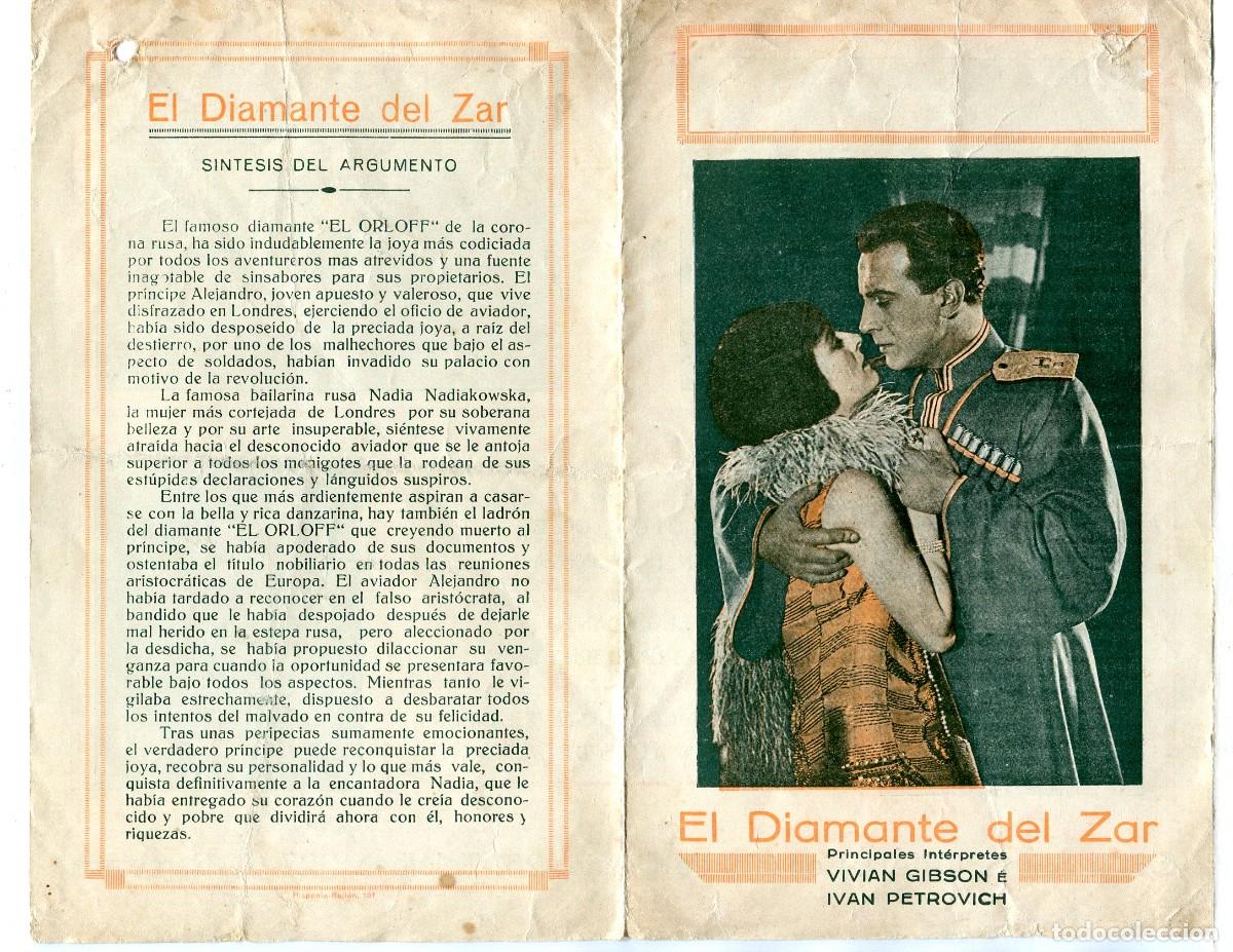 Kino: EL DIAMANTE DEL ZAR, con Ivan Petrovich. 13 X 21 cms.