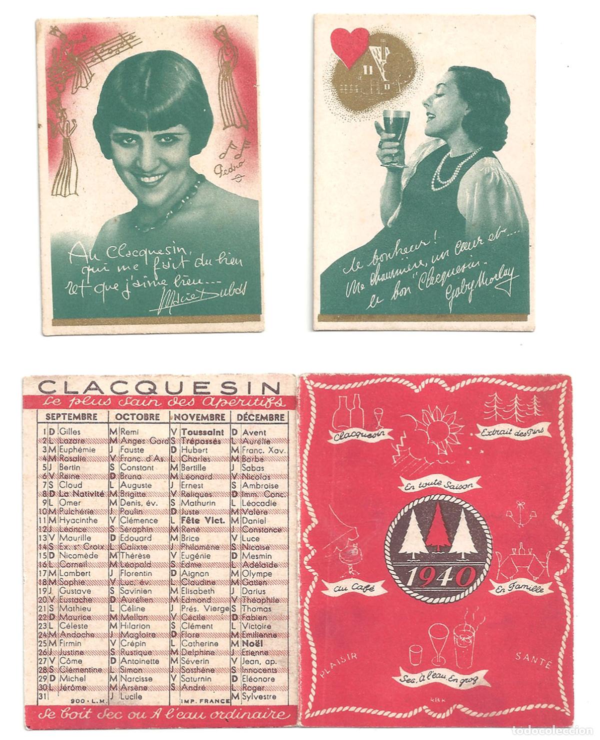 Cine: PTCC 844 GABY MORLAY MARIE DUBAS ANUNCIO LICOR CLACQUESIN CALENDARIO SANTORAL 1936