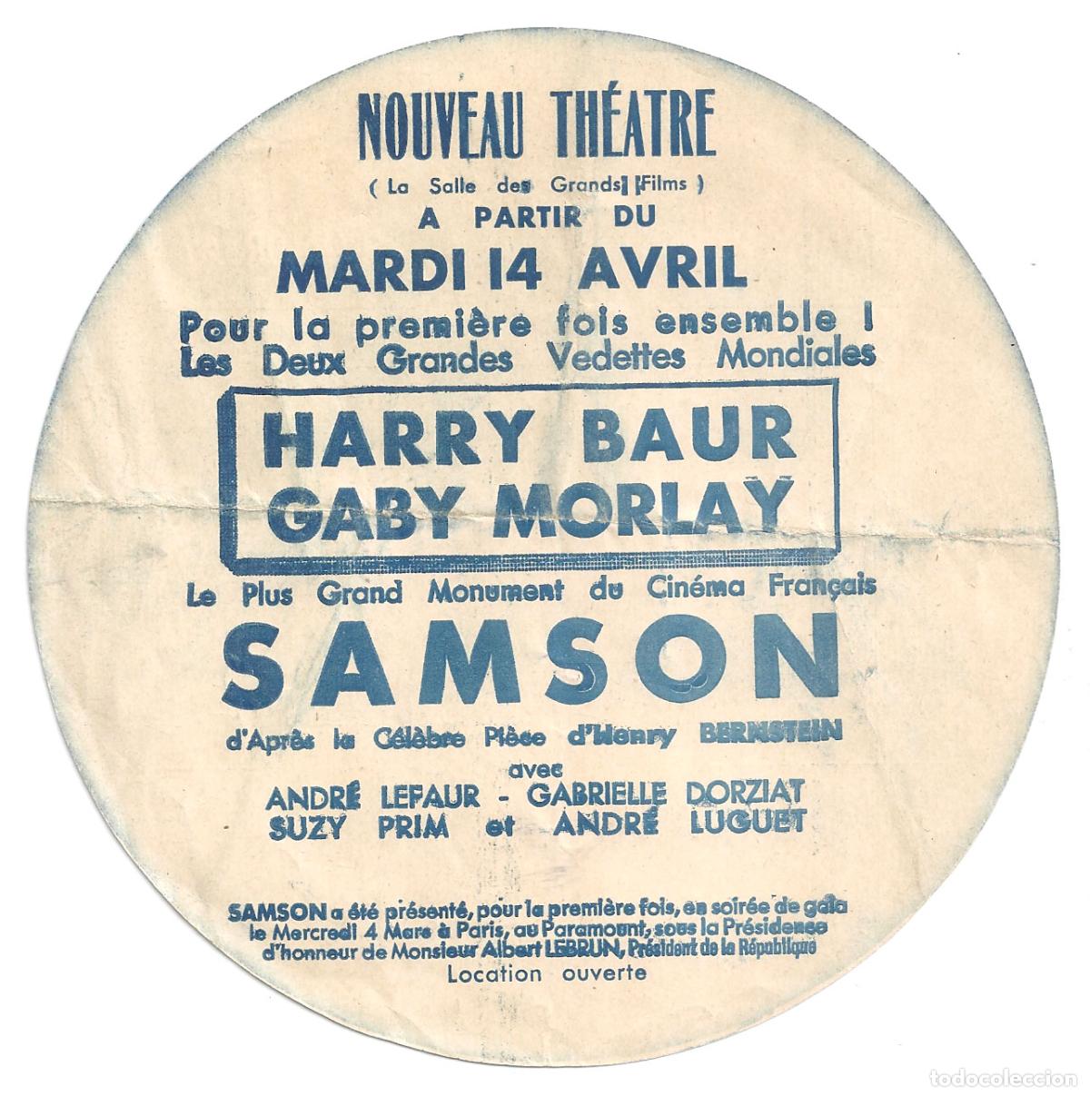Cine: PTCC 844 SANSON PROGRAMA TROQUELADO FRANCES HARRY BAUR GABY MORLAY - Foto 2