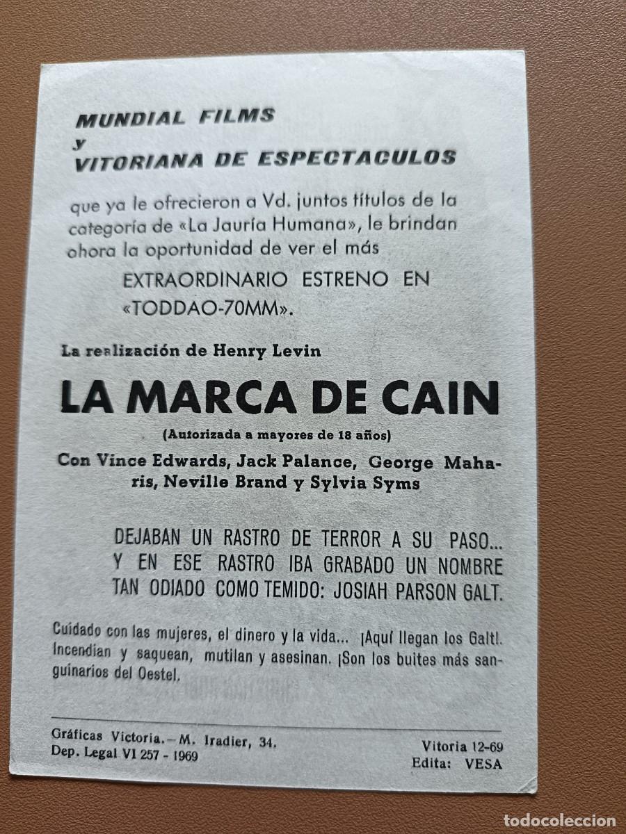 Cine: LA MARCA DE CA&Iacute;N- FOLLETO MANO- - Foto 2