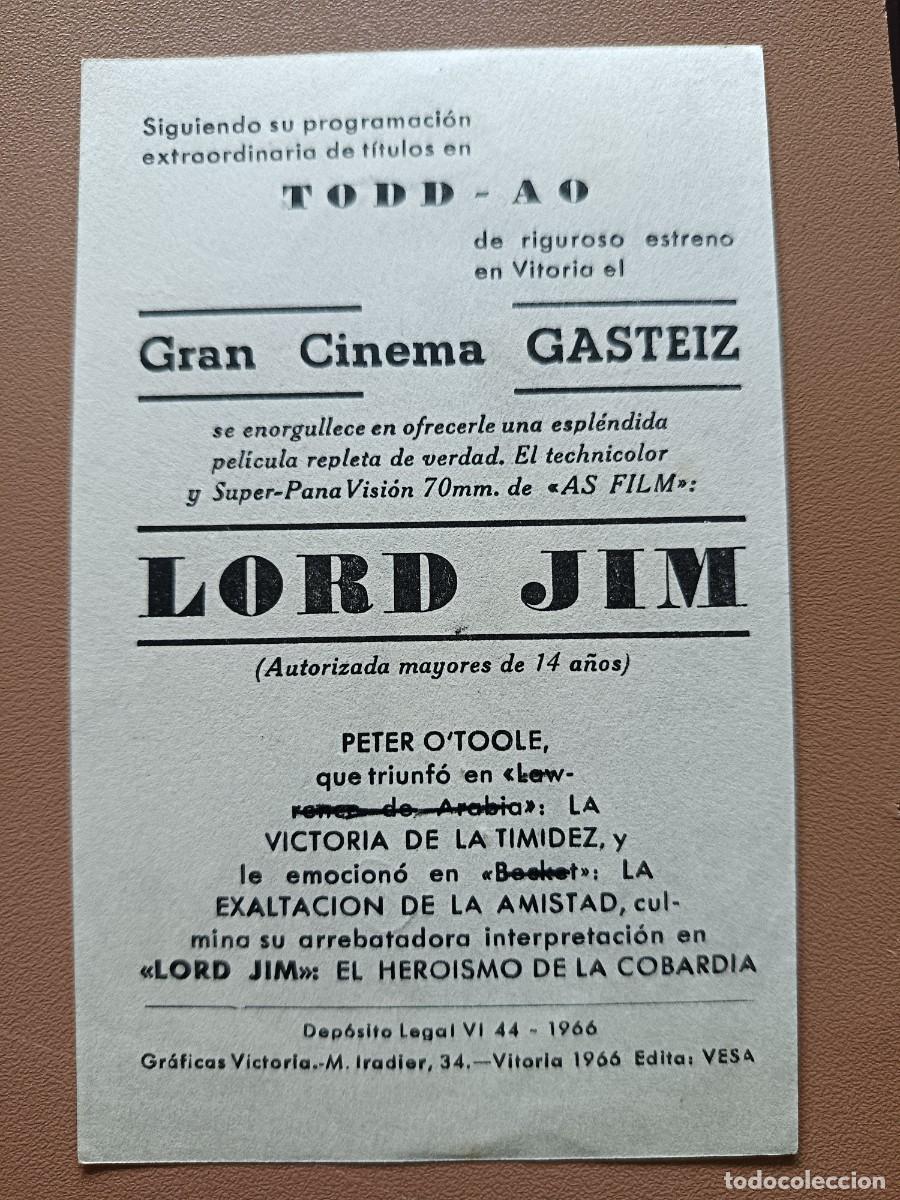 Cine: LORD JIM -FOLLETO DE MANO - Foto 2