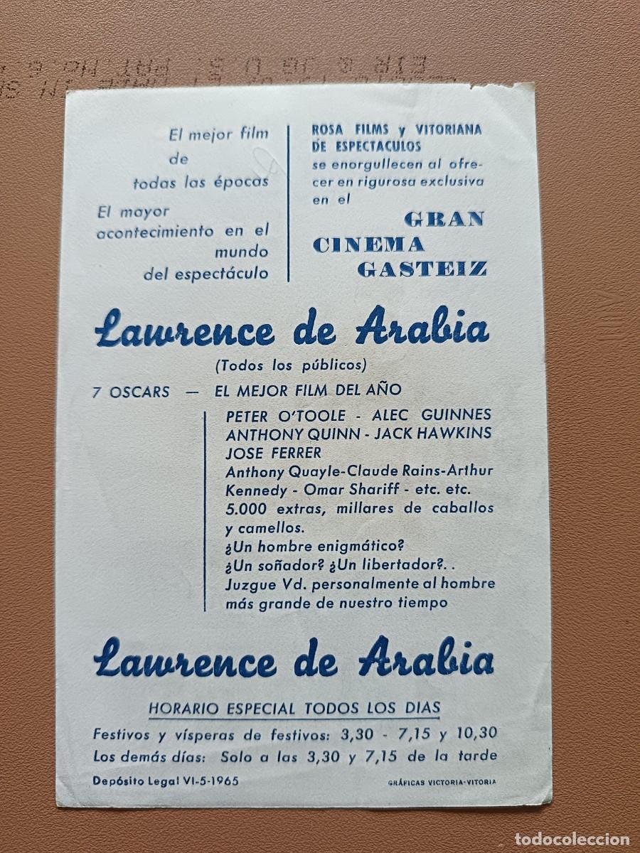 Cine: LAWRENCE DE ARABIA -FOLLETO DE MANO - Foto 2