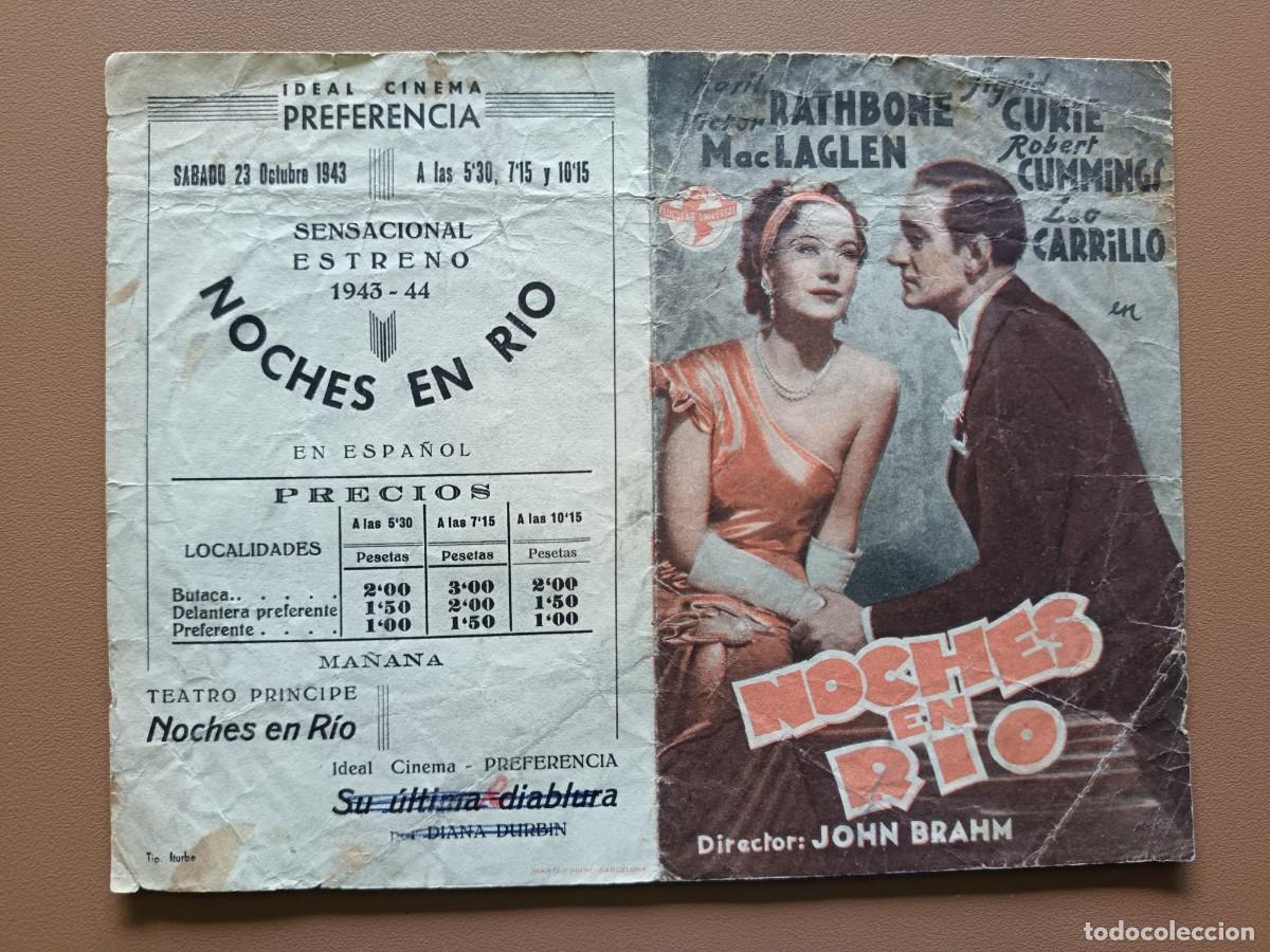 Folhetos de m&atilde;o de filmes antigos de cinema: NOCHES EN R&Iacute;O - FOLLETO DE MANO DOBLE
