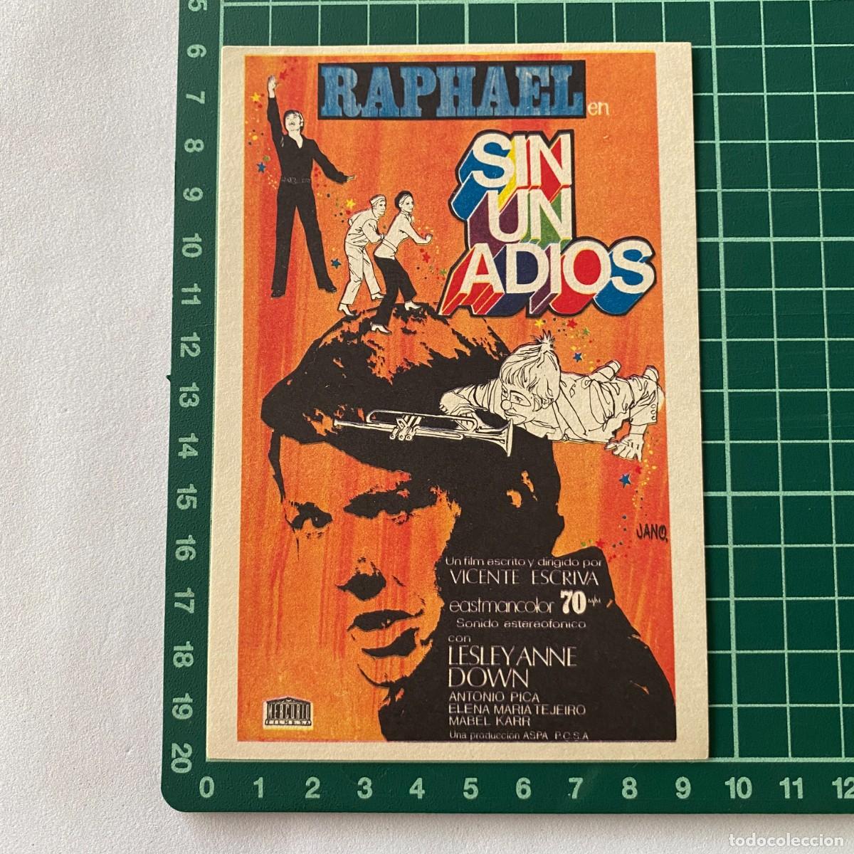 Cine: Programa de cine folleto de mano pelicula. Sin un adi&oacute;s Raphael - Foto 1