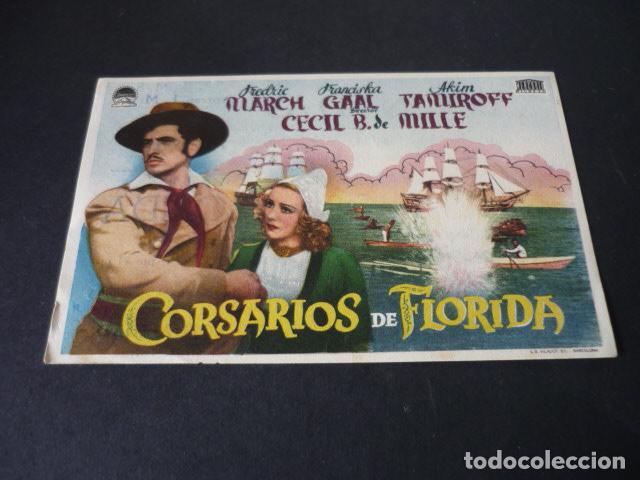 Folhetos de m&atilde;o de filmes antigos de cinema: CORSARIOS DE FLORIDA PROGRAMA DE CINE CON PUBLICIDAD CINE AVENIDA ALICANTE