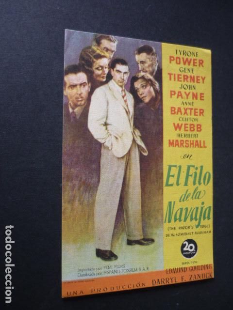 Cine: EL FILO DE LA NAVAJA PROGRAMA DE CINE CON PUBLICIDAD CINE AVENIDA ALICANTE