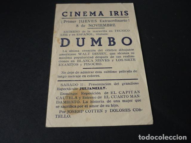 Cine: DUMBO PROGRAMA DE CINE CON PUBLICIDAD CINEMA IRIS ALICANTE - Foto 2