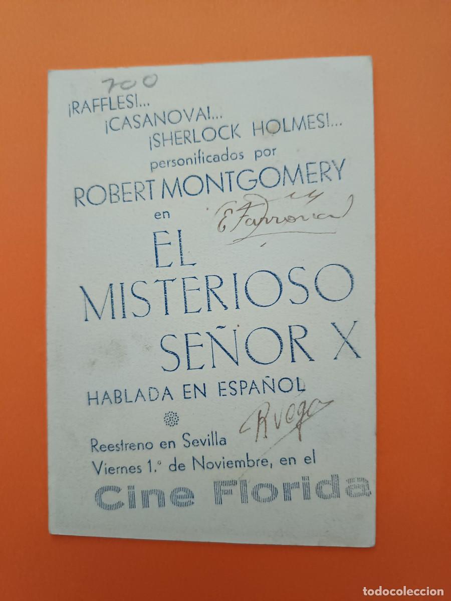 Cine: PROGRAMA DE CINE TARJETA EL MISTERIOSO SR. X ROBERT MONTGOMERY - Foto 2