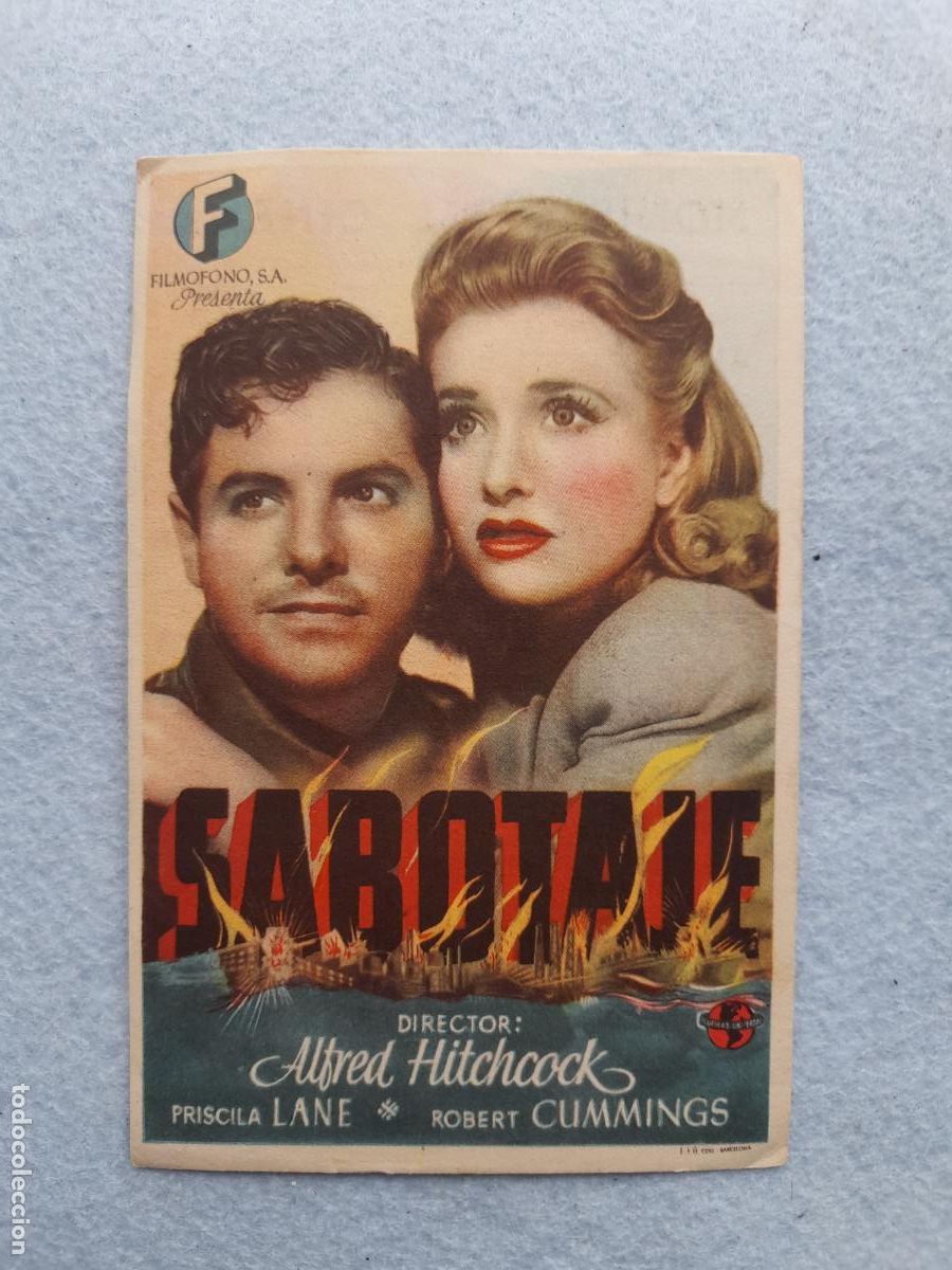 Cine: Sabotaje. A&ntilde;o 1947. Priscila Lane. Robert Cumings.