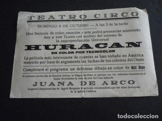 Cine: HURACAN PROGRAMA DE CINE CON PUBLICIDAD TEATRO CIRCO - Foto 2