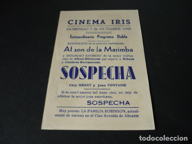 Cine: SOSPECHA PROGRAMA DE CINE CON PUBLICIDAD CINEMA IRIS ALICANTE - Foto 2