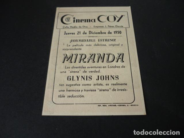 Cine: MIRANDA PROGRAMA DE CINE CON PUBLICIDAD CINEMA COY MURCIA - Foto 2
