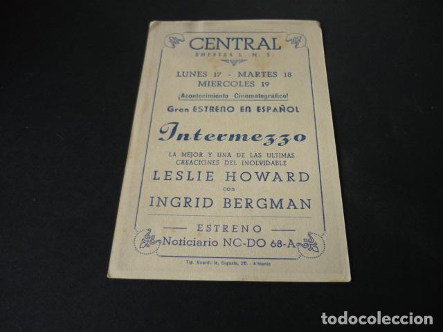Cine: INTERMEZZO PROGRAMA DE CINE CON PUBLICIDAD CINE CENTRAL ALICANTE - Foto 2