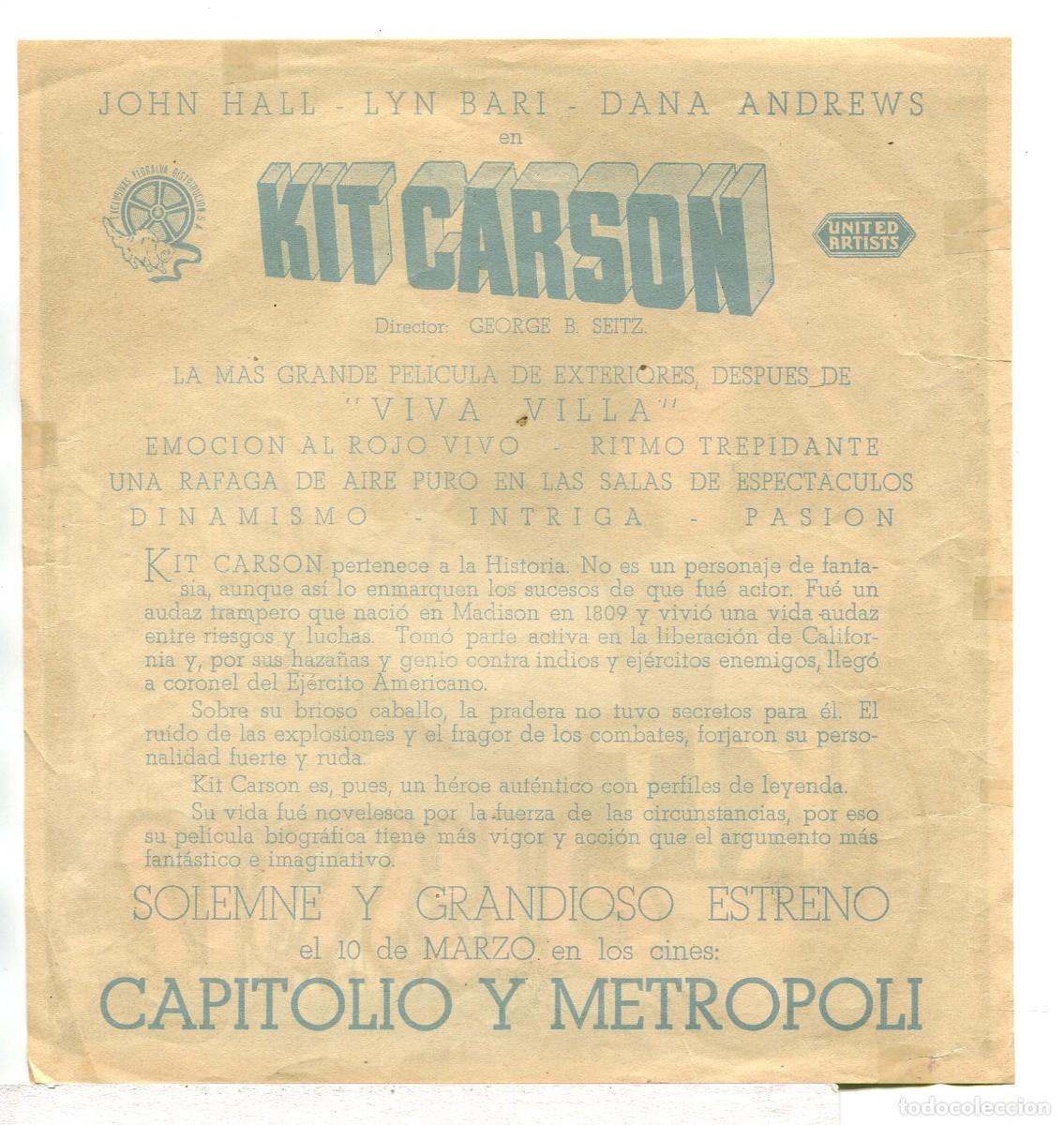 Cine: KIT CARSON, con John Hall. 19 X 20 cms. - Foto 2