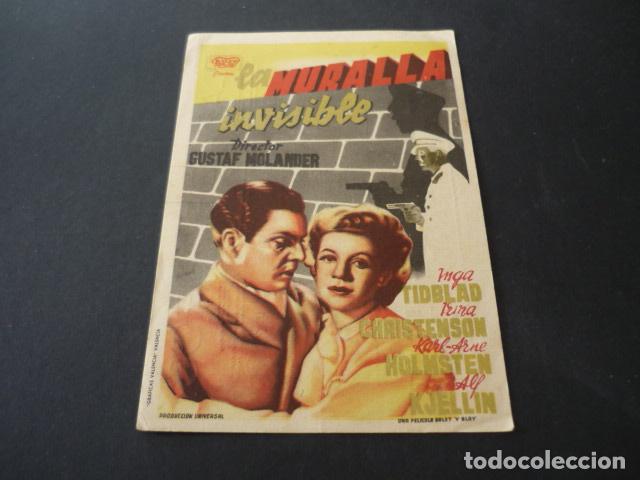 Folhetos de m&atilde;o de filmes antigos de cinema: LA MURALLA INVISIBLE PROGRAMA DE CINE CON PUBLICIDAD PLAZA DE TOROS LA PLAYA DE ORIHUELA ALICANTE