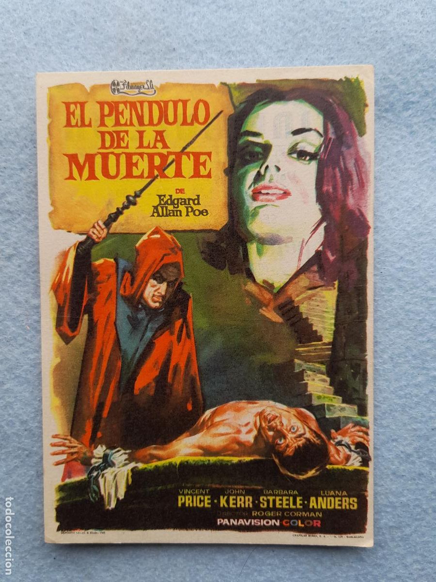 Cine: El P&eacute;ndulo de la Muerte. A&ntilde;o 1964. Vincent price. John Kerr. Barbara Steele.