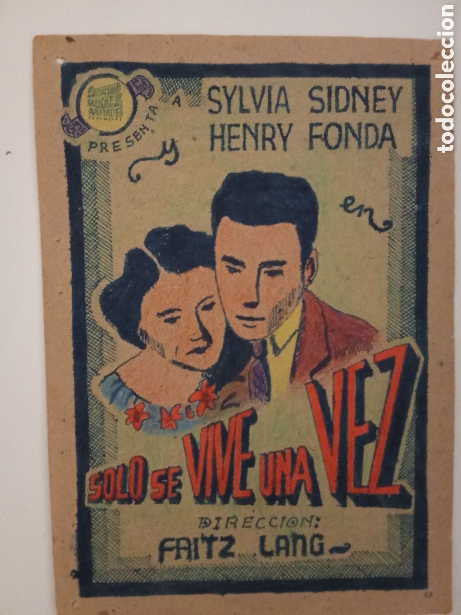 Cine: programa cine ,SOLO SE VIVE UNA VEZ , curioso , con cupones comida racionamiento trasera