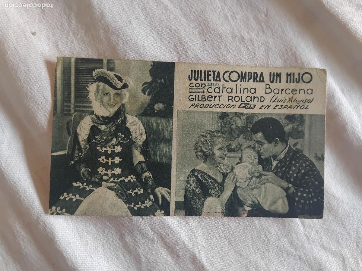 Cine: PROGRAMA DE CINE CARTULINA. JULIETA COMPRA UN HIJO. CINEMA SALA MERCE. ARENYS DE MAR. DESEMBRE 1935