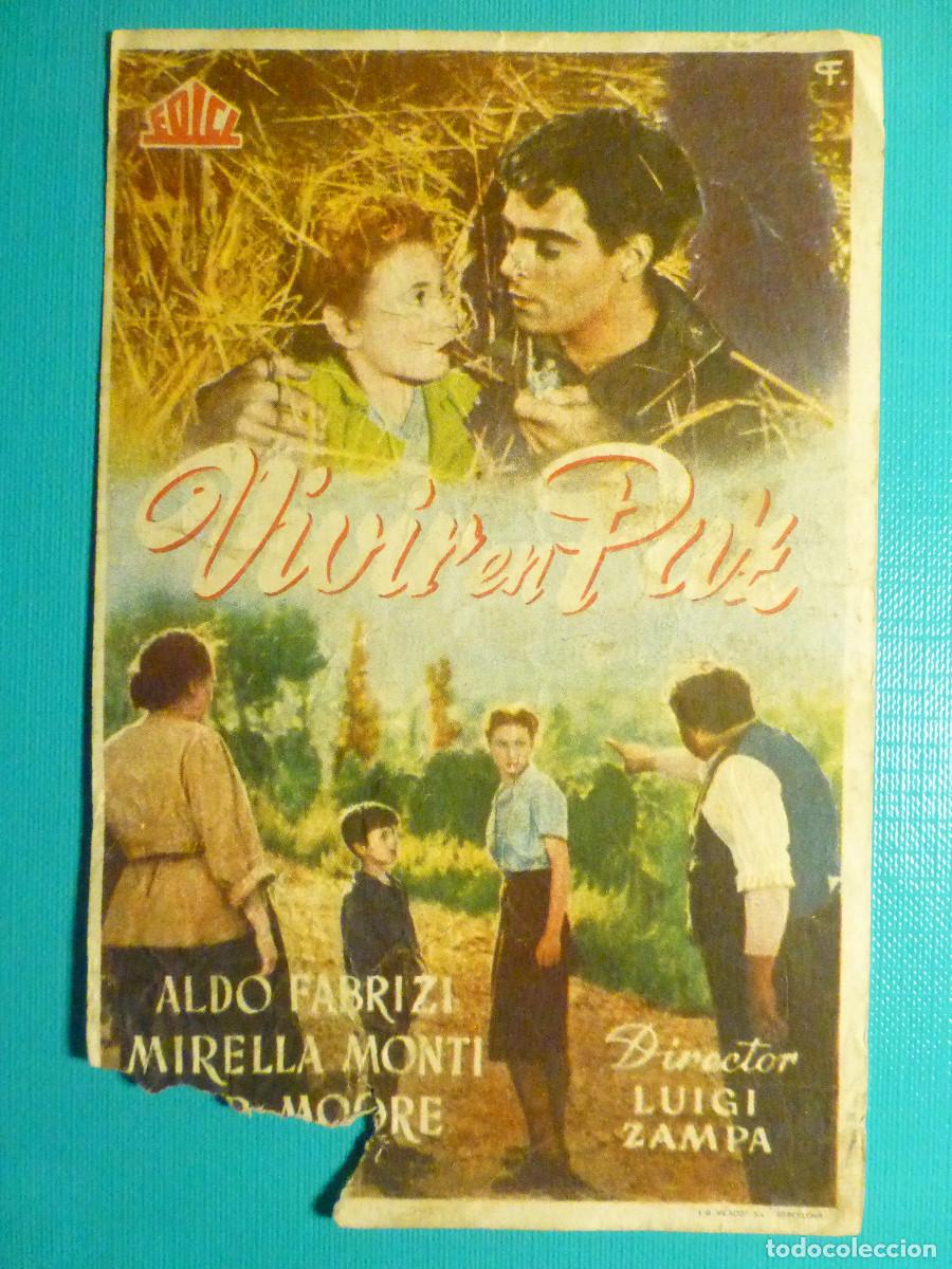 Cine: Folleto de Mano Cine - Pel&iacute;cula - Film - Vivir en Paz - Principal y Campos - Sabadell