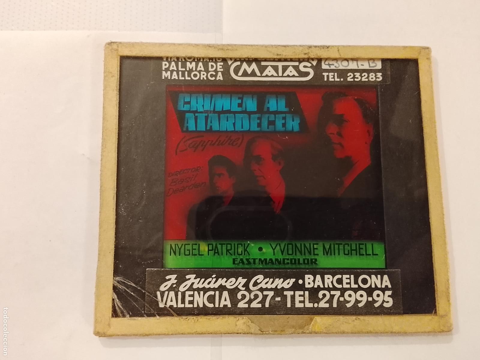Folhetos de m&atilde;o de filmes antigos de cinema: CRIMEN AL ATARDECER-NYGEL PATRICK & YVONNE MITCHELL-DIAPOSITIVAS DE CRISTAL MATAS-CINE-VER FOTOS