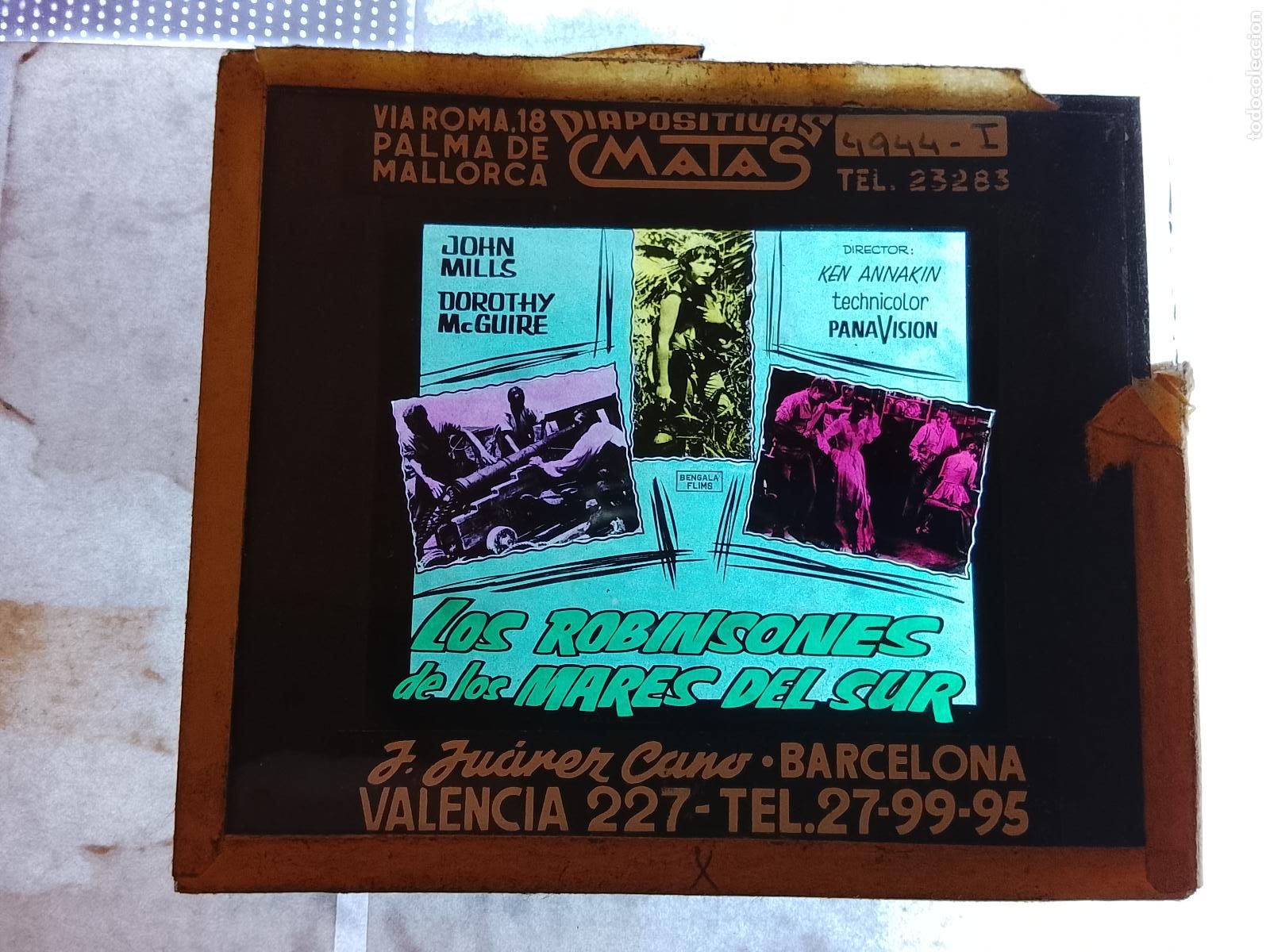  Flyers Publicitaires de films Anciens: LOS ROBINSONES DE LOS MARES DEL SUR-JOHN MILLS ETC-DIAPOSITIVAS DE CRISTAL MATAS-CINE-VER FOTOS