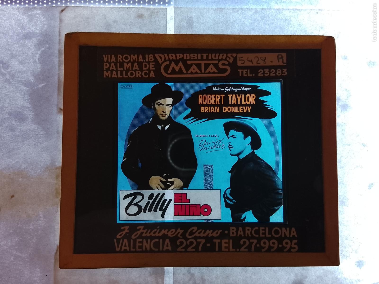 Flyers Publicitaires de films Anciens: BILLY EL NI&Ntilde;O-ROBERT TAYLOR & BRIAN DONLEVY-DIAPOSITIVAS DE CRISTAL MATAS-CINE-VER FOTOS