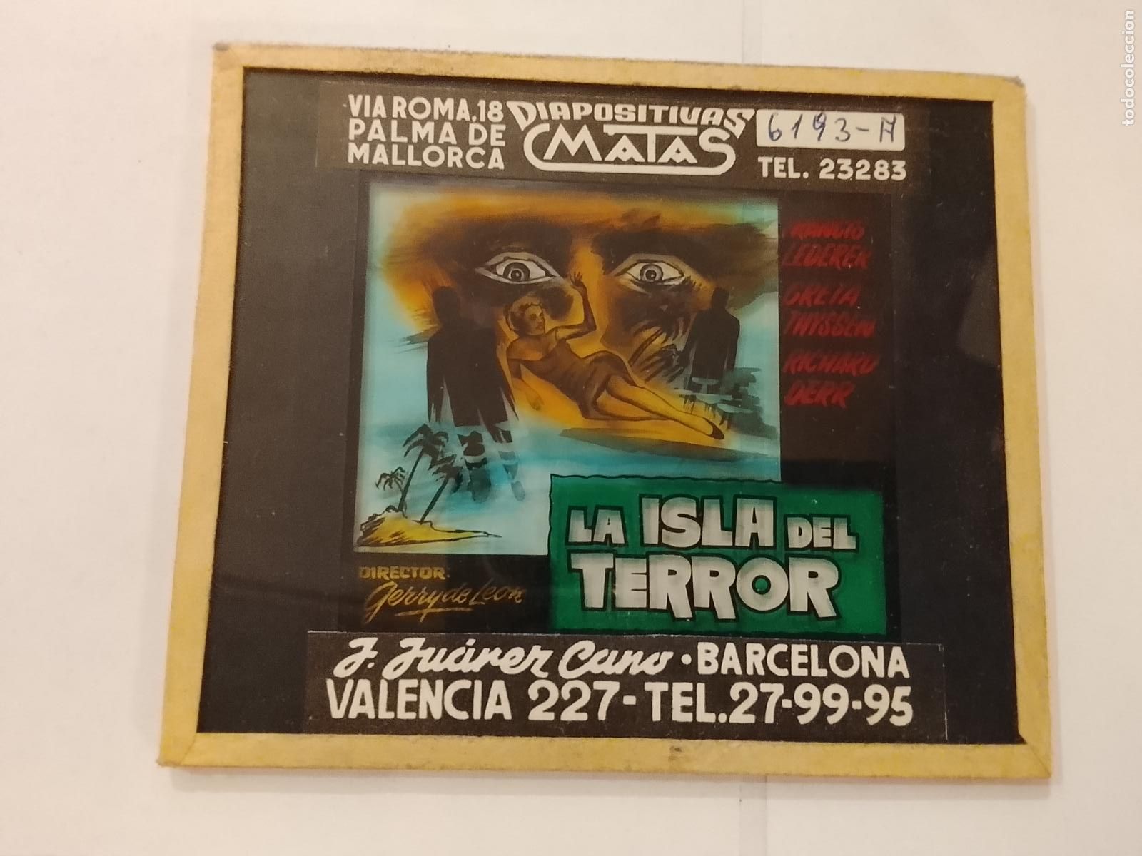 Cine: LA ISLA DEL TERROR-FRANCIS LEDERER & RICHARD DERR-DIAPOSITIVAS DE CRISTAL MATAS-CINE-VER FOTOS