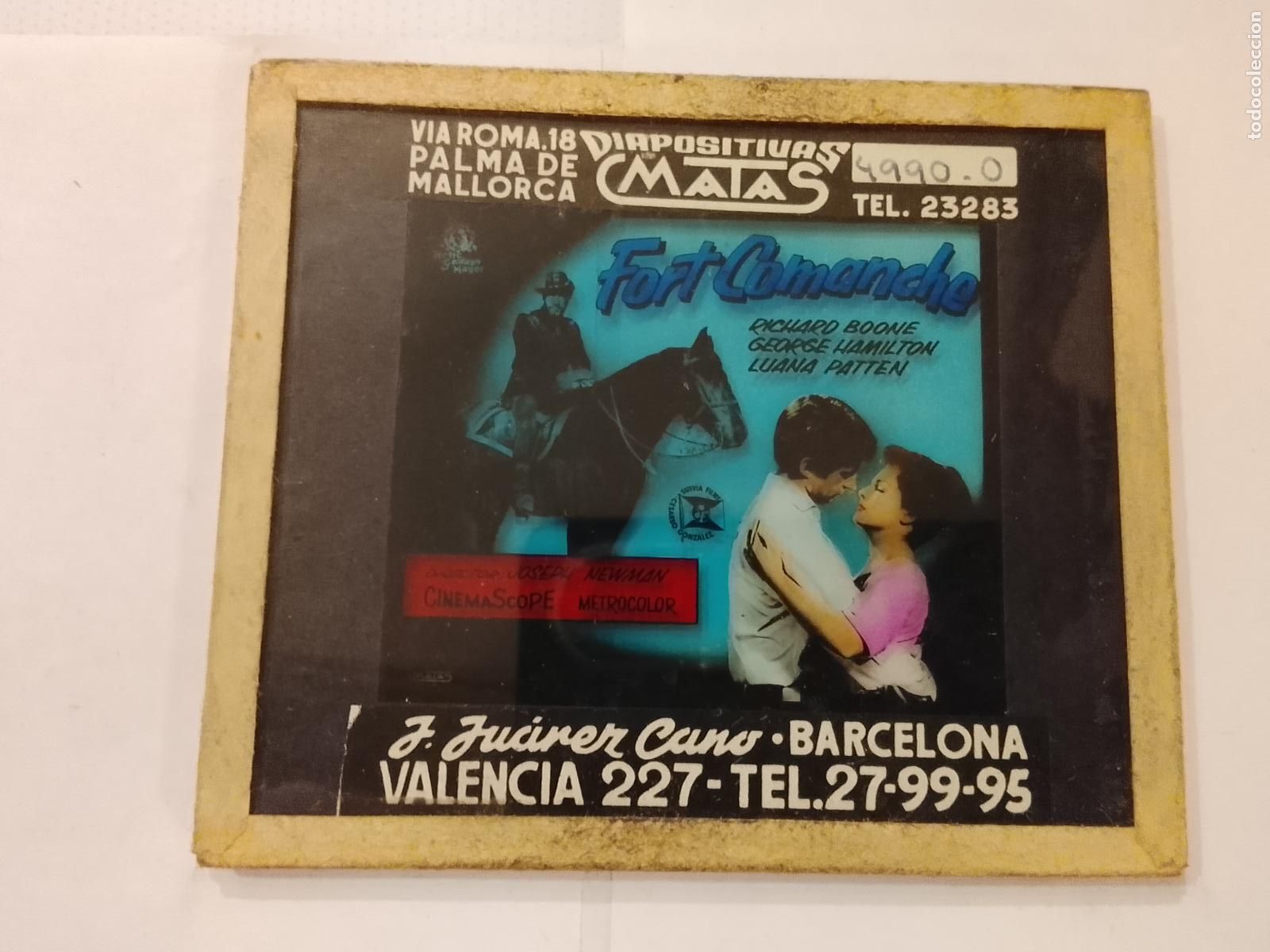 Cine: FORT COMANCHE-RICHARD BOONE & GEORGE HAMILTON-DIAPOSITIVAS DE CRISTAL MATAS-CINE-VER FOTOS