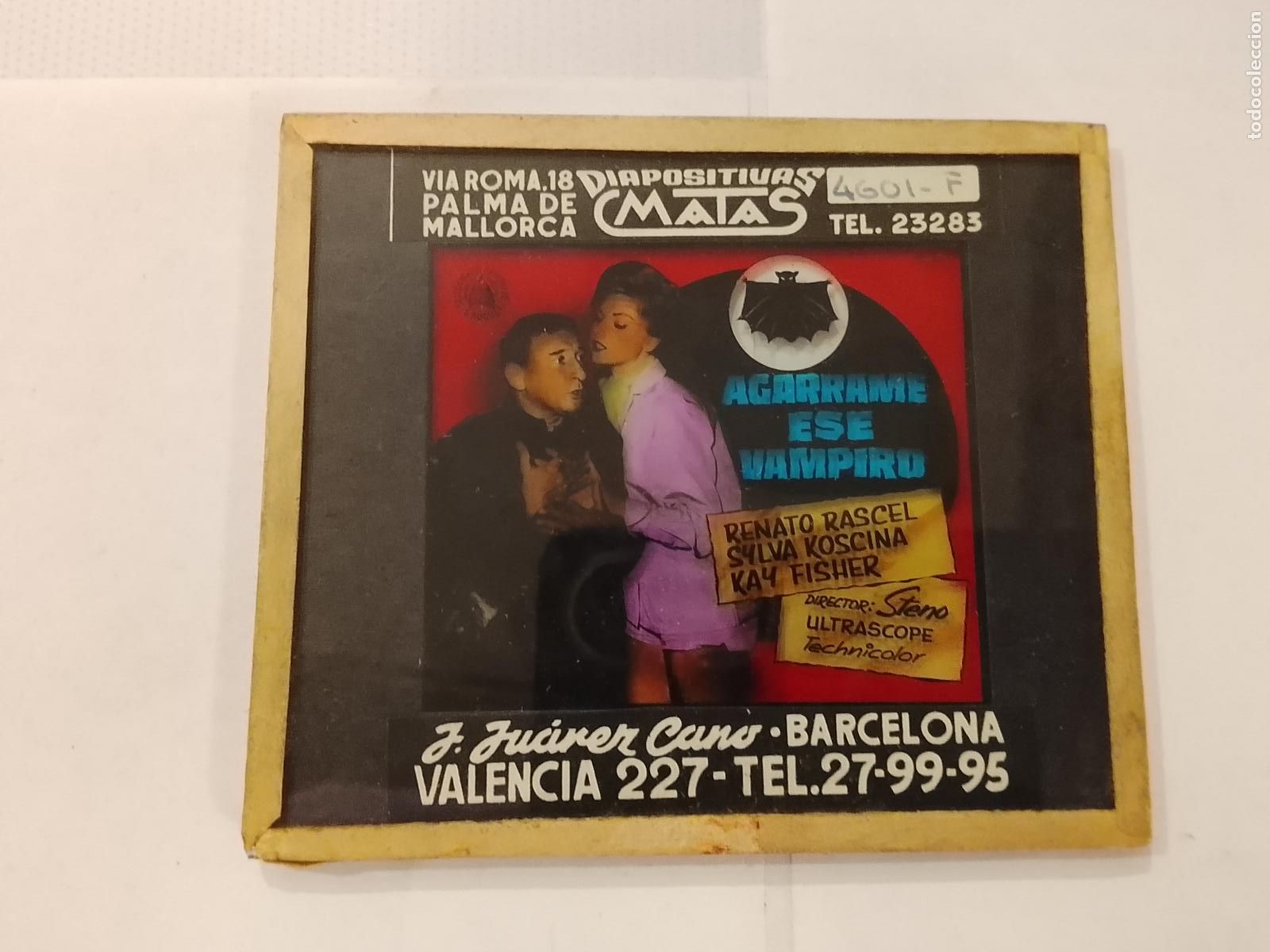 Cine: AGARRAME ESE VAMPIRO-RENATO RASCEL & SYLVA KOSCINA-DIAPOSITIVAS DE CRISTAL MATAS-CINE-VER FOTOS