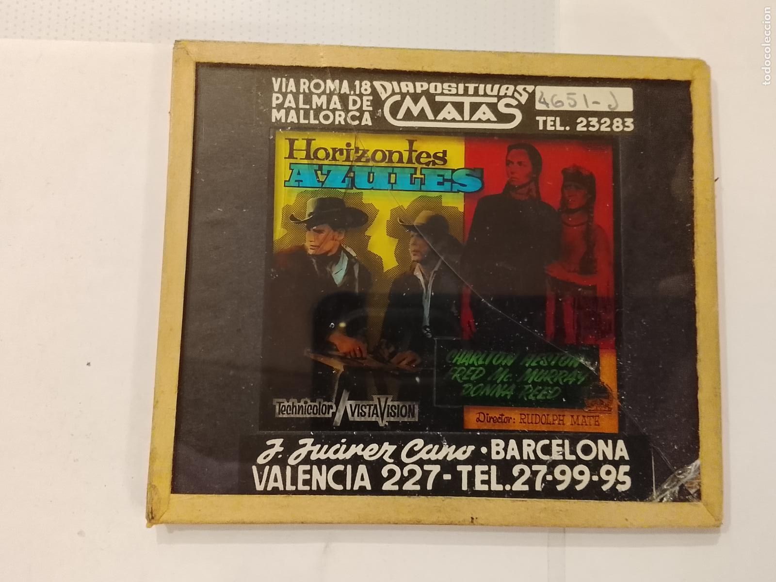 Cine: HORIZONTES AZULES-CHARLTON HESTON & FRED MC MURRAY-DIAPOSITIVAS DE CRISTAL MATAS-CINE-VER FOTOS